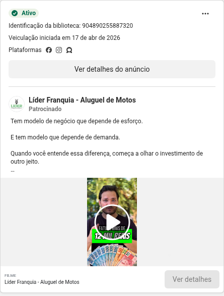 Anúncio Meta da Líder com contraste entre modelo que depende de esforço e modelo que depende de demanda.